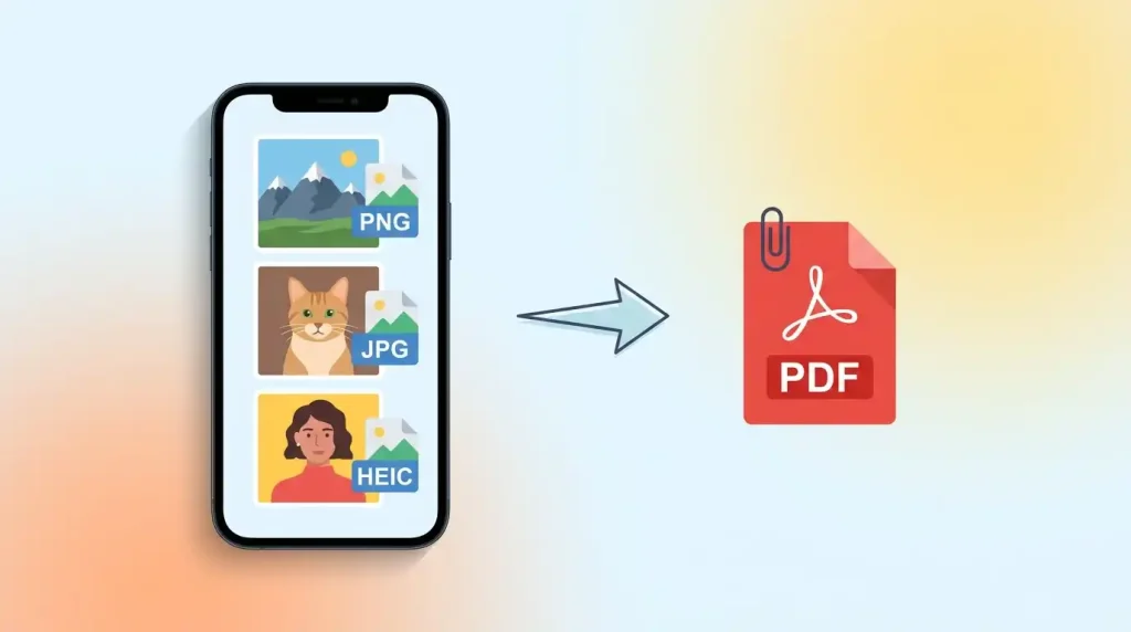 Convert PNG, JPG and HEIC images to PDF online free